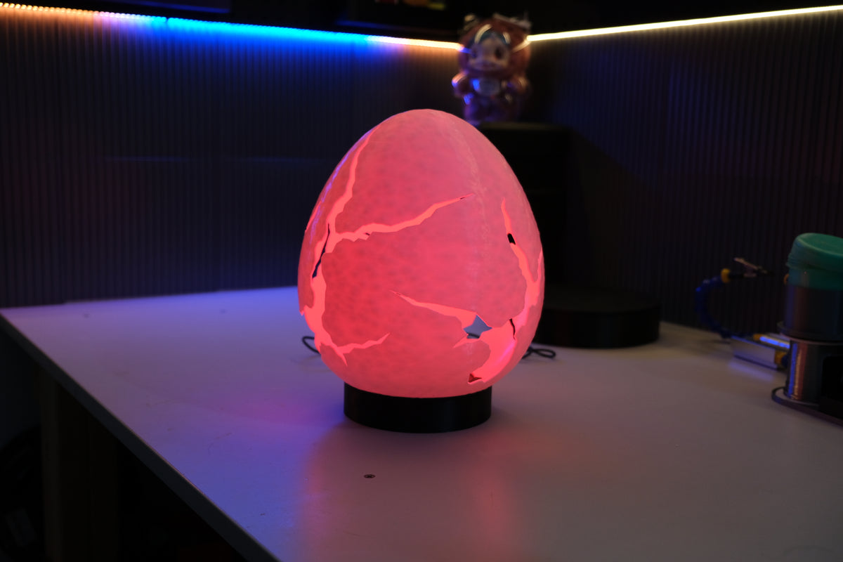 3d printed cracked dragon egg lamp