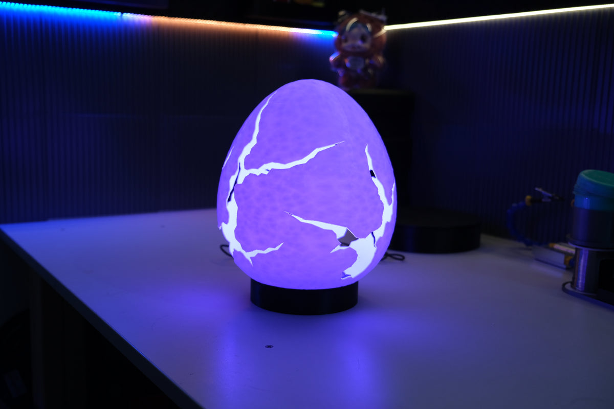 3d printed cracked dragon egg lamp